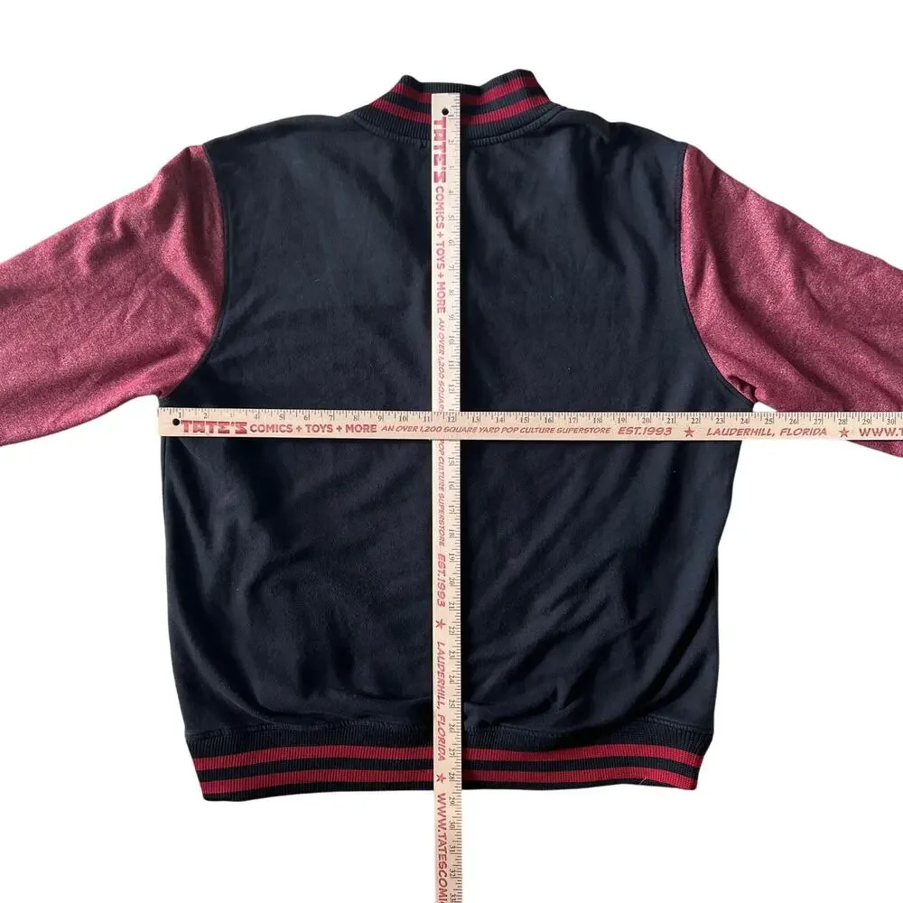 Marvel Deadpool Varsity Men’s Jacket Black Red Snap-Front Size M/L - Picture 6 of 11